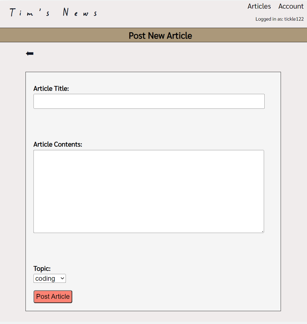 If a user is signed in, they can post an article